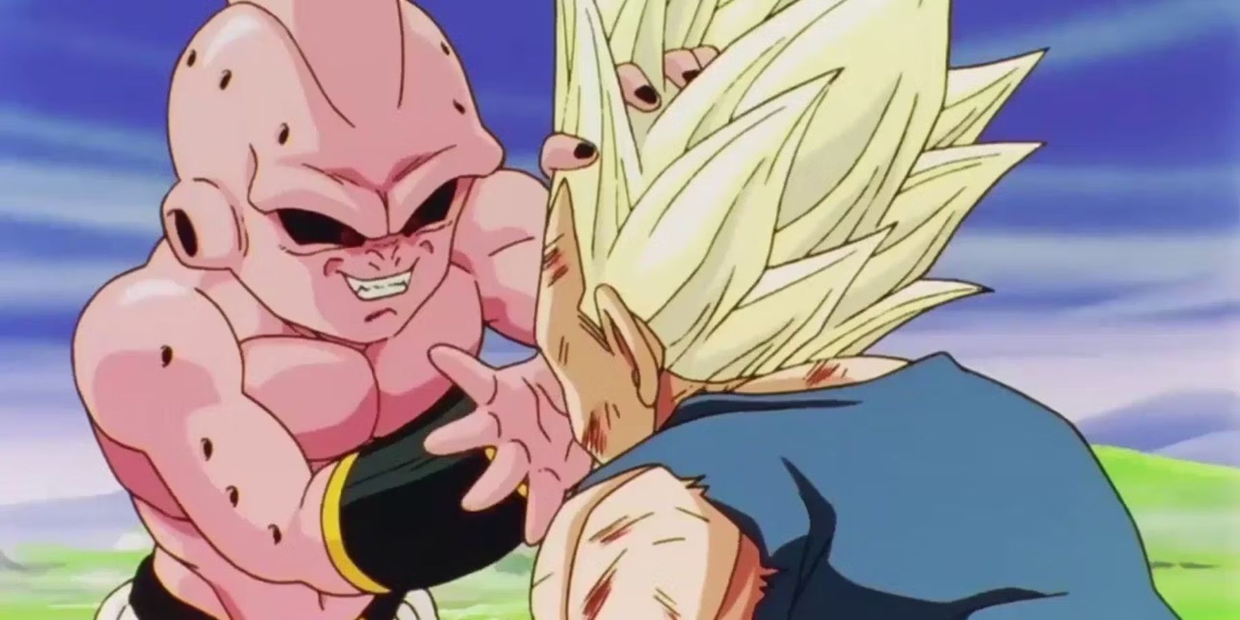 Kid Buu hitting Vegeta