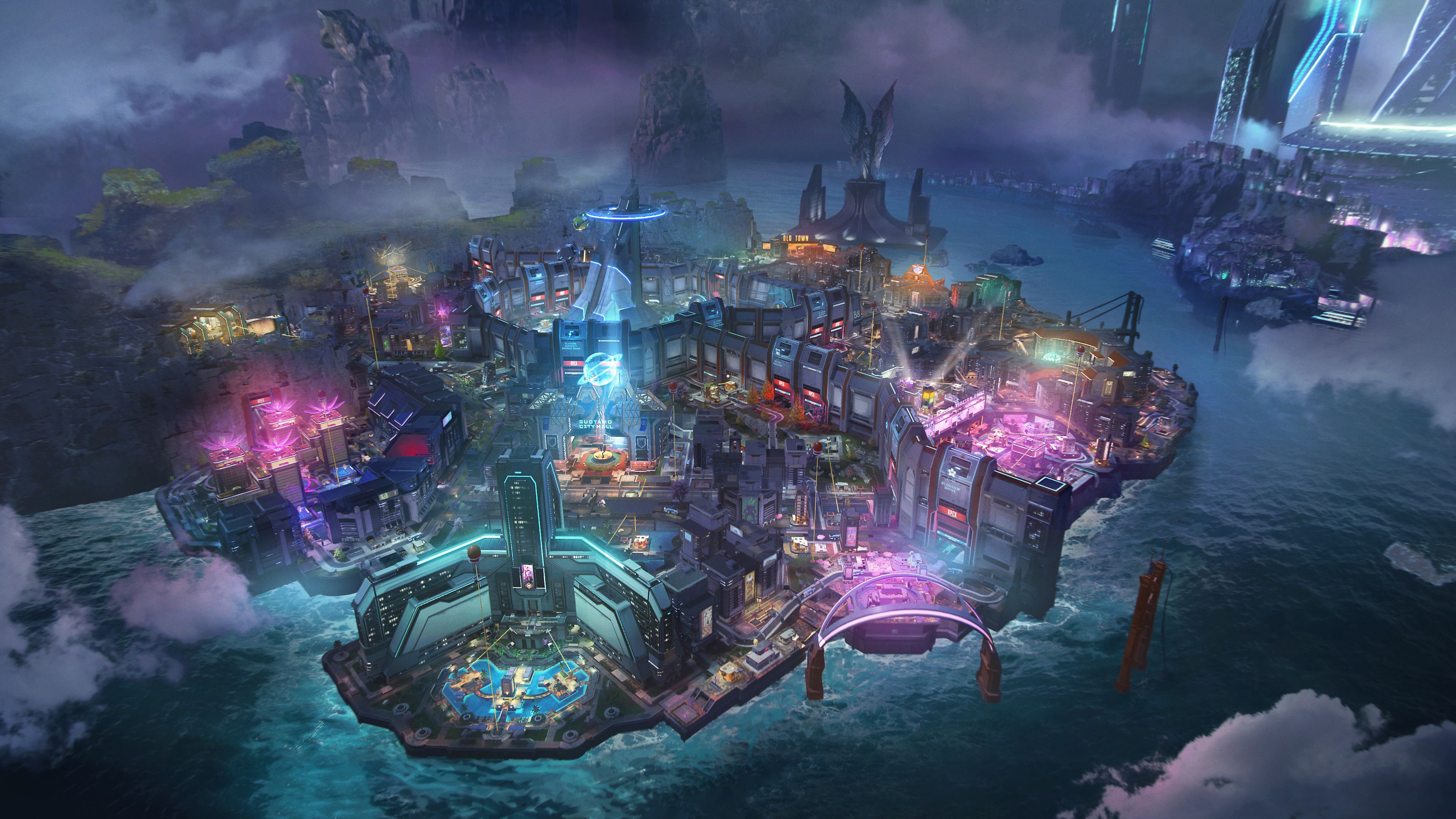 The E-District map overview from season 22 of Apex Legends.