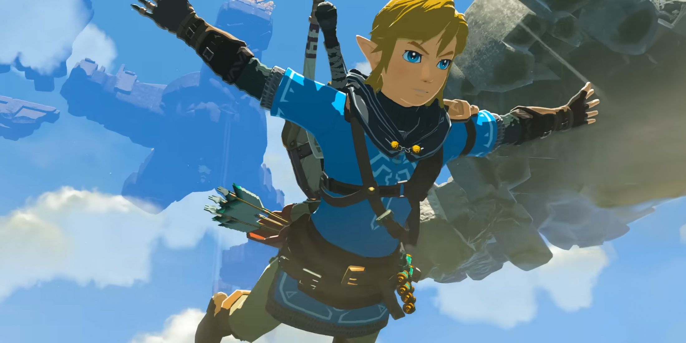 Link falling from the sky in The Legend Of Zelda: Tears Of The Kingdom