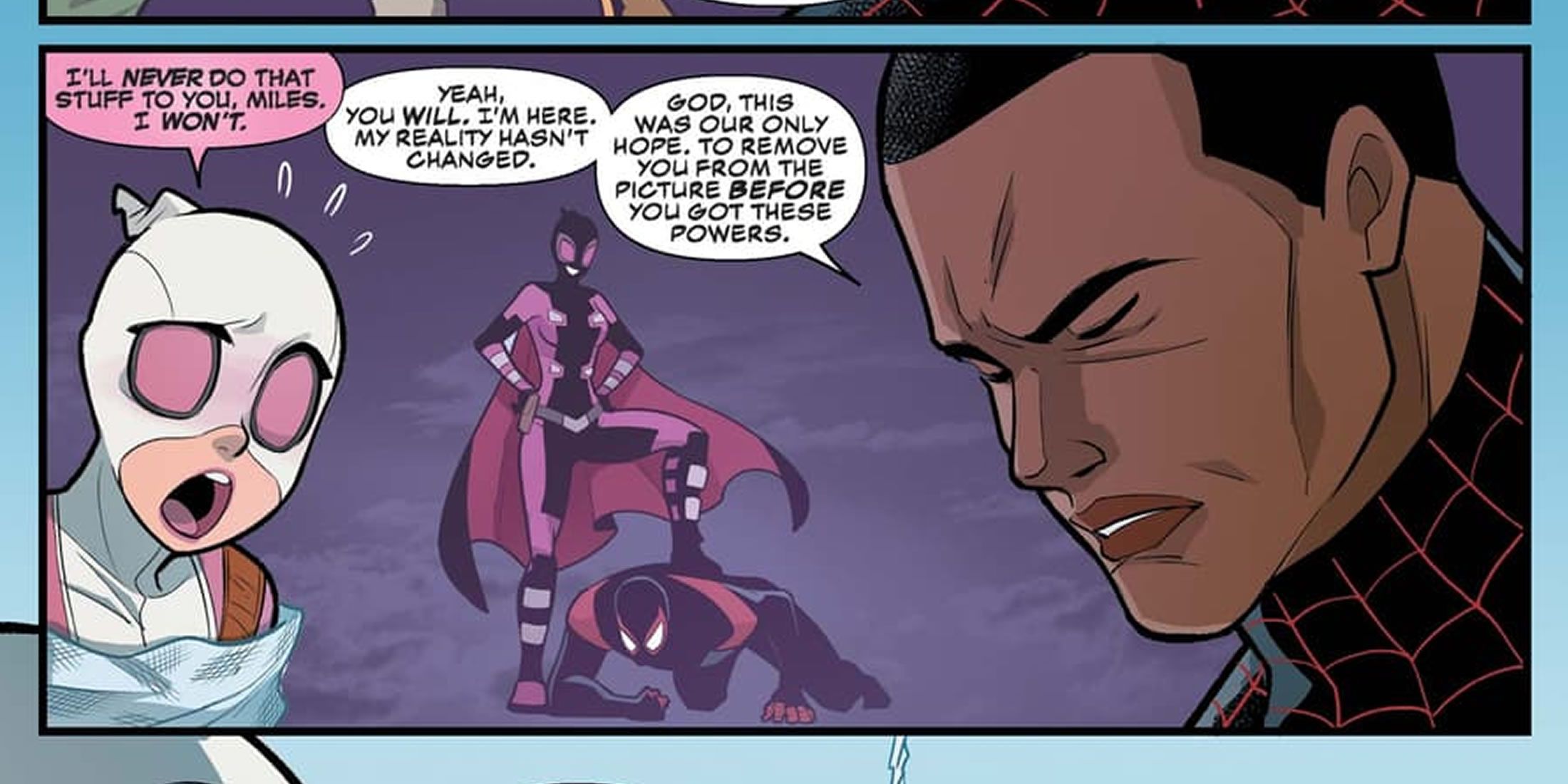 A Panel from Gwenpool comics with Miles Morales