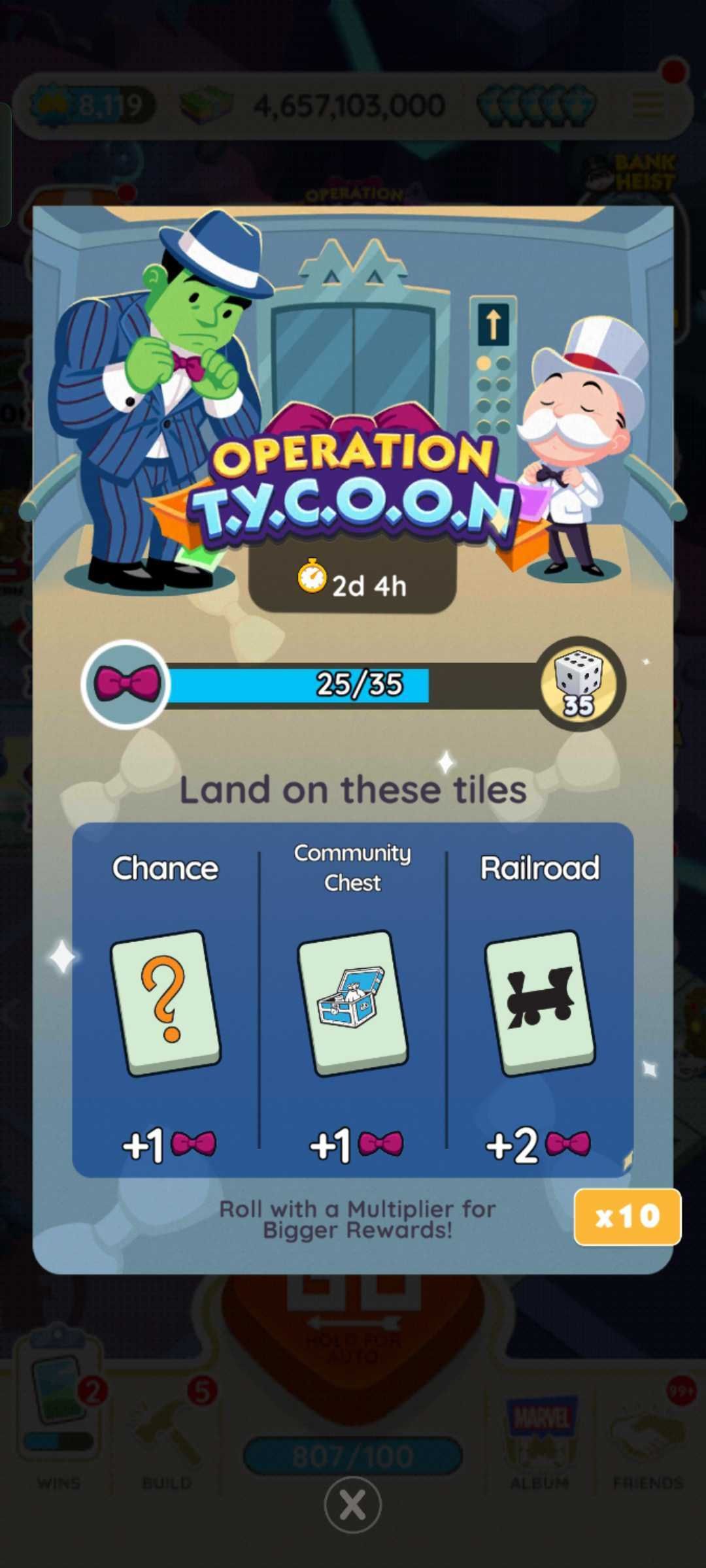 Monopoly Go. Operation Tycoon how it works page.