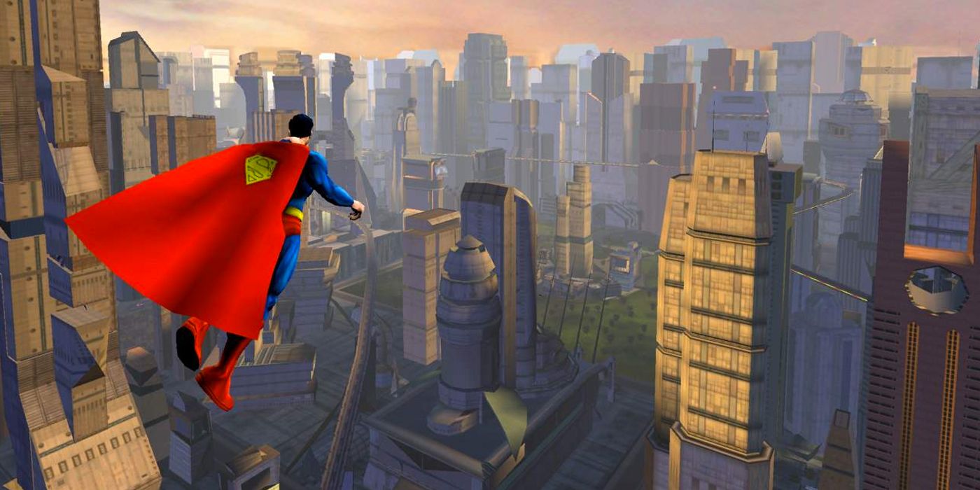 superman flying above the city in superman man of steel.