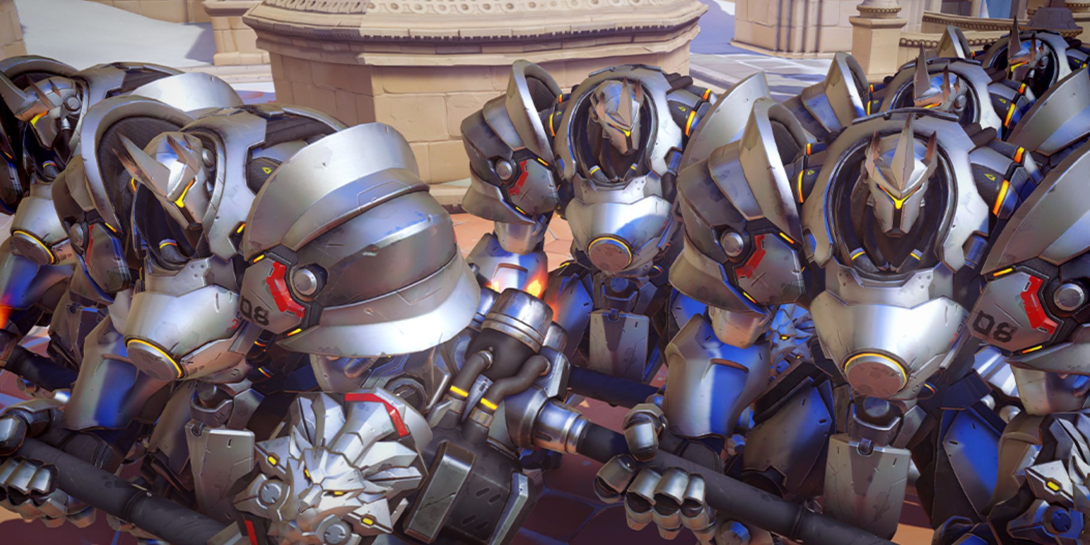 A team of only Reinhardts in Overwatch 2's Classic mode