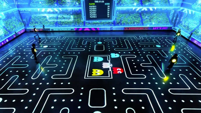 Pac-Man Live Experience photo showing a maze projected on the floor.