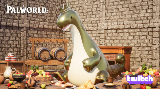 The Golden Relaxaurus Palworld skin, one of the current Palworld Twitch drops,