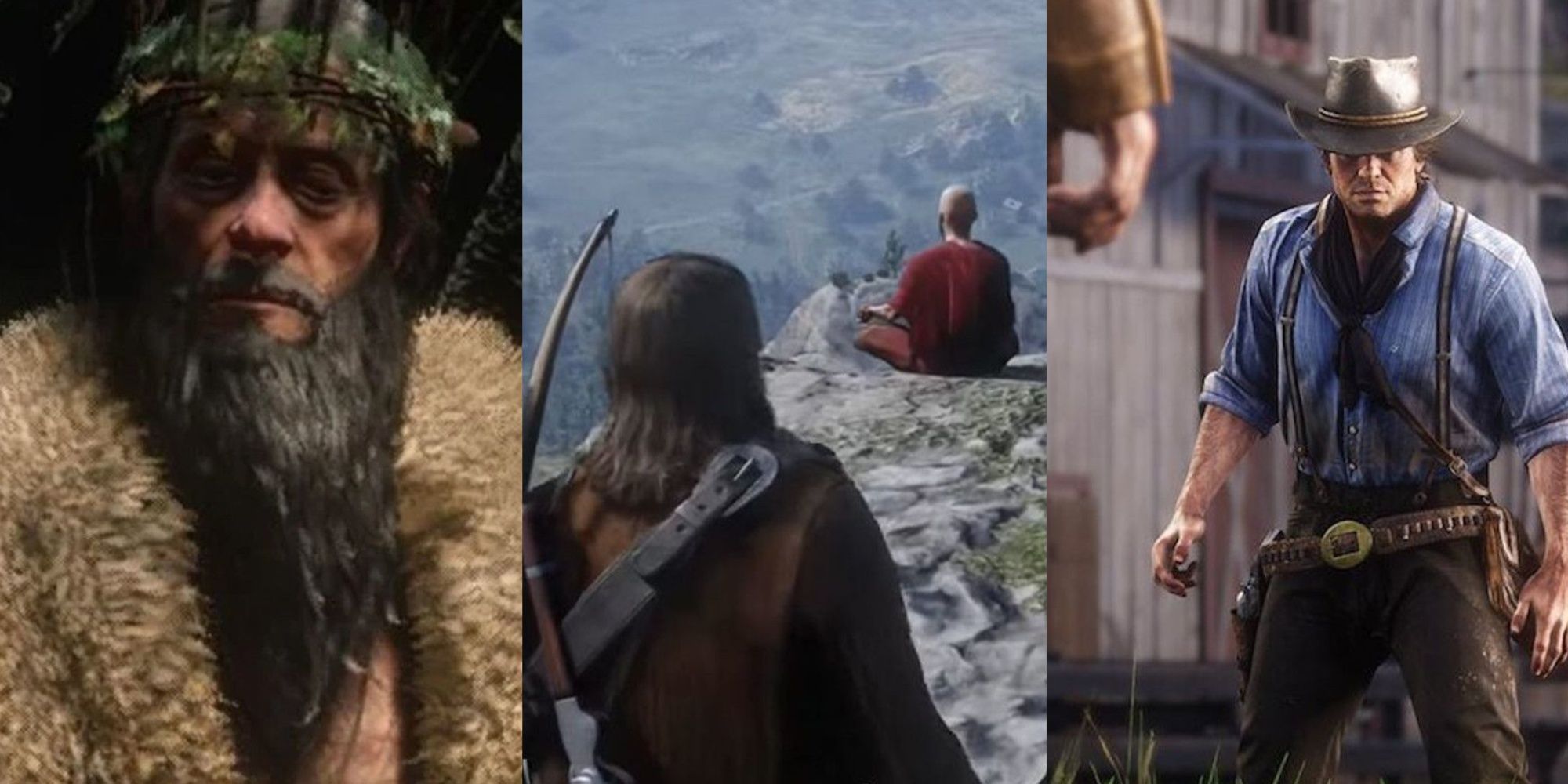 Side by side of hidden characters in Red Dead Redemption 2 the player can encounter