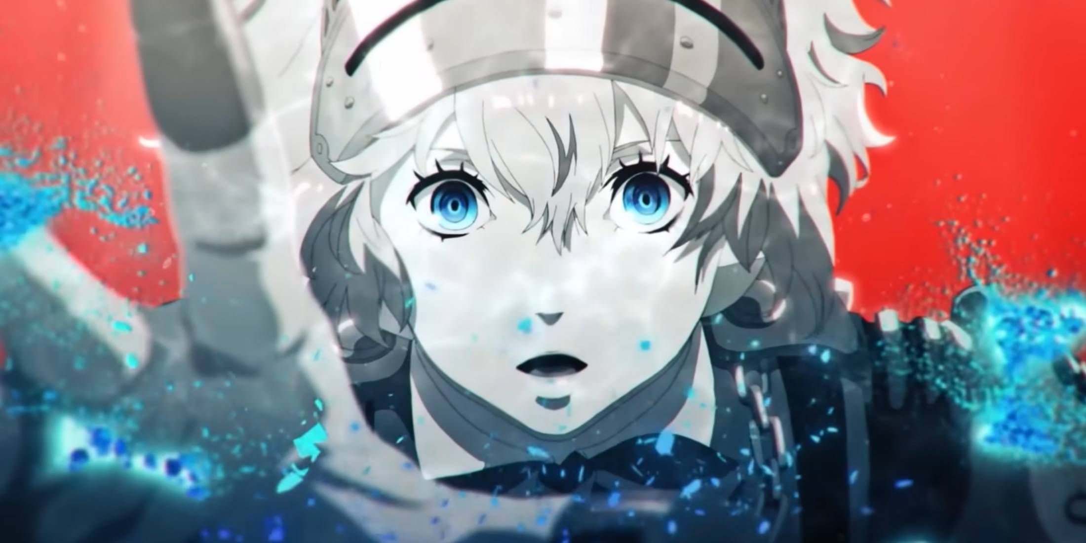 Aigis reaching out in the intro of Persona 3 Reload's Episode Aigis