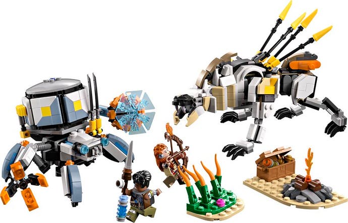 The pieces inside the Lego Horizon Adventures set