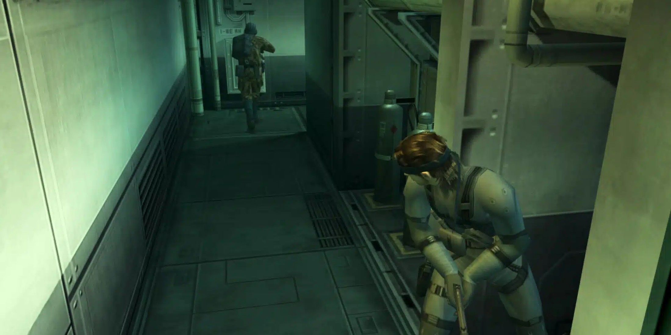 Metal Gear Solid 2 Gameplay Snake In Corridor