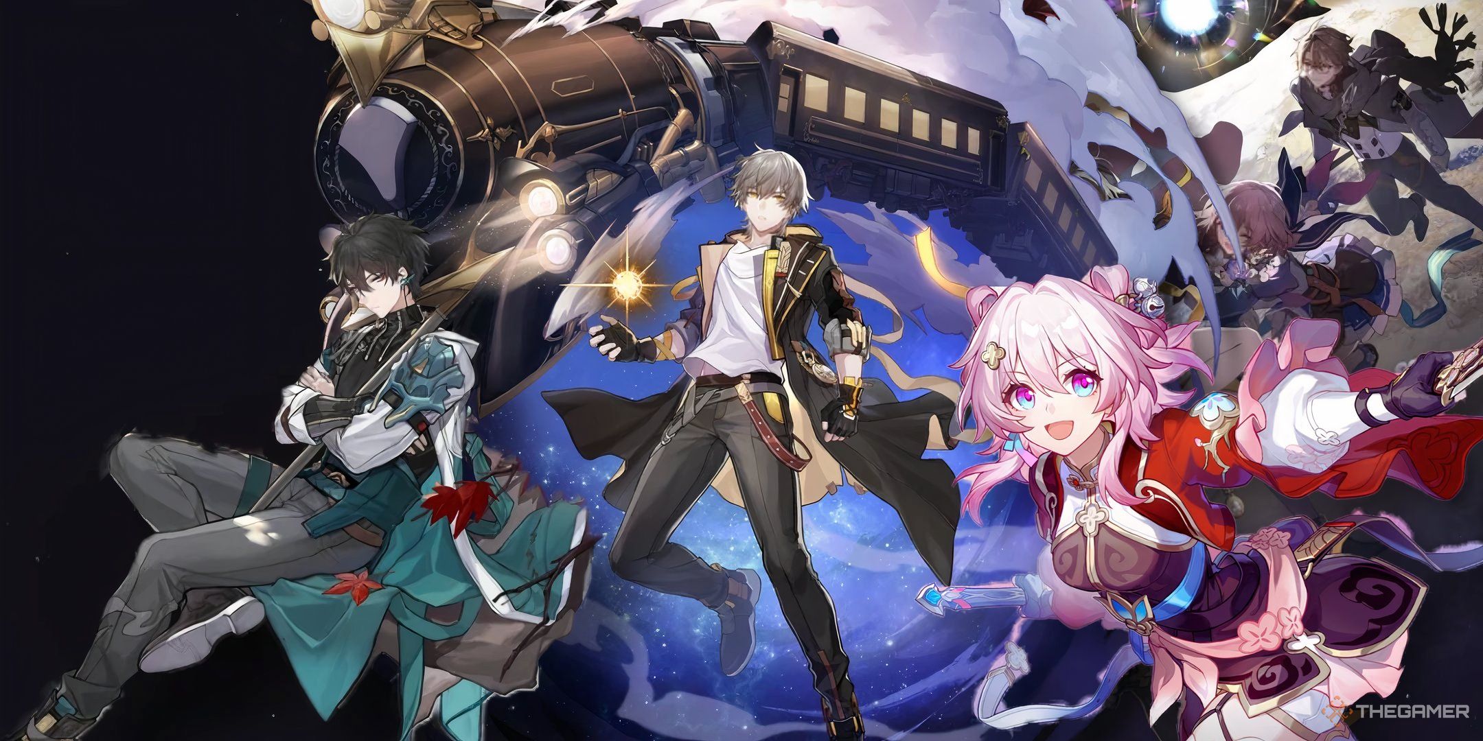 Honkai Star Rail Original Banner Image with Trailblazer, Dan Heng, and March.-1