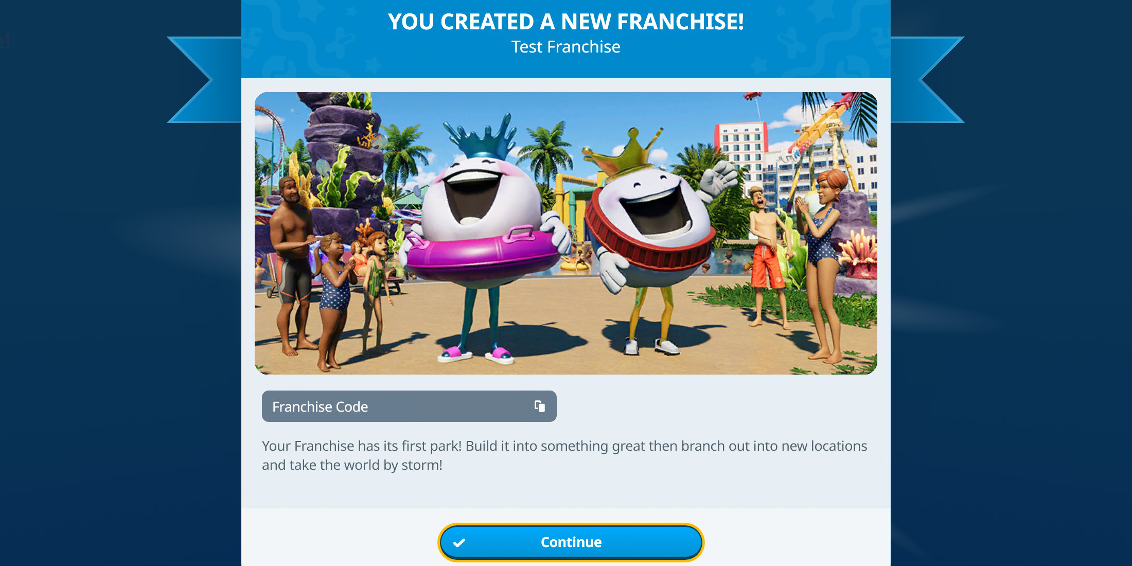 Planet Coaster 2 Franchise Creation Screen Overview Code