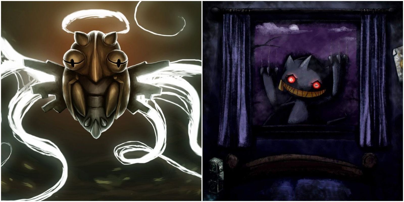 art of shedinja and banette being spooky.