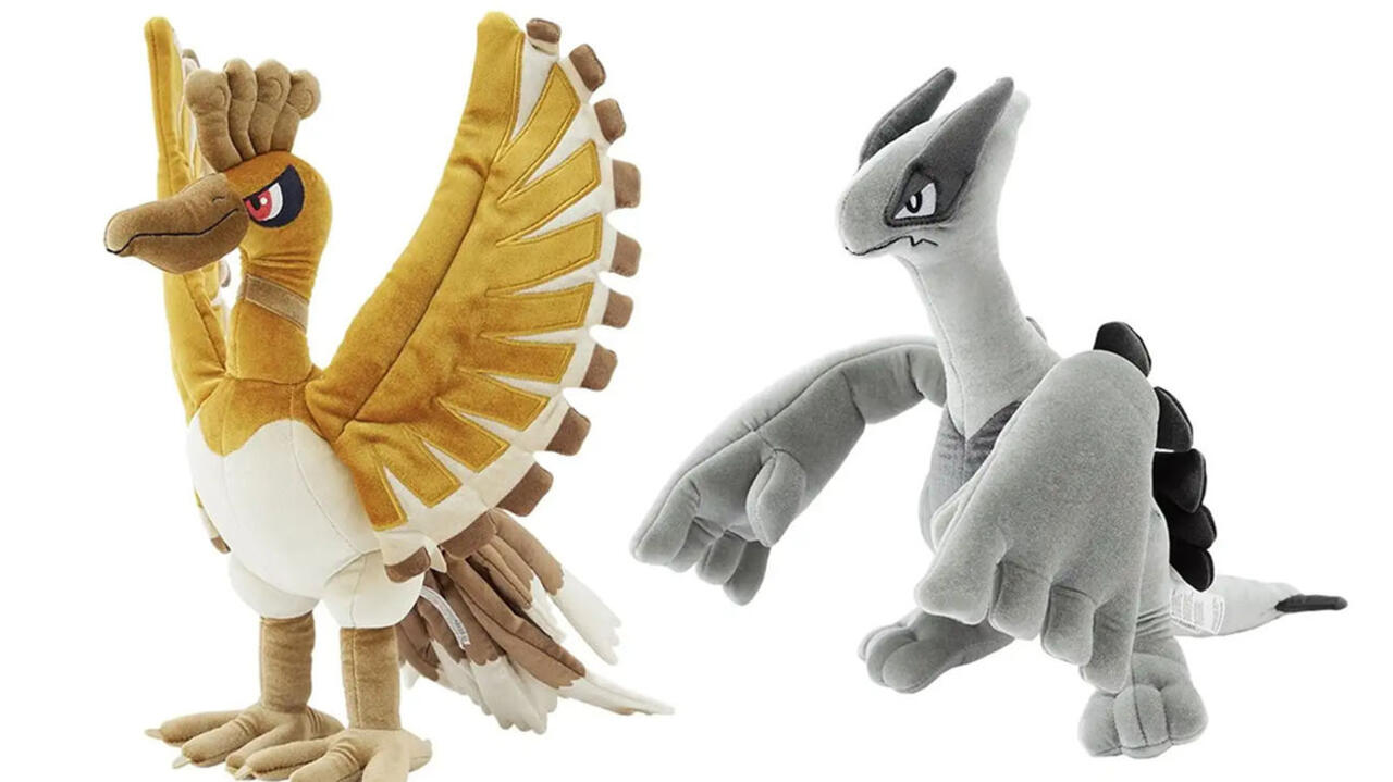 Ho-Oh and Lugia plushies from the upcoming Pokemon Gold and Silver merch