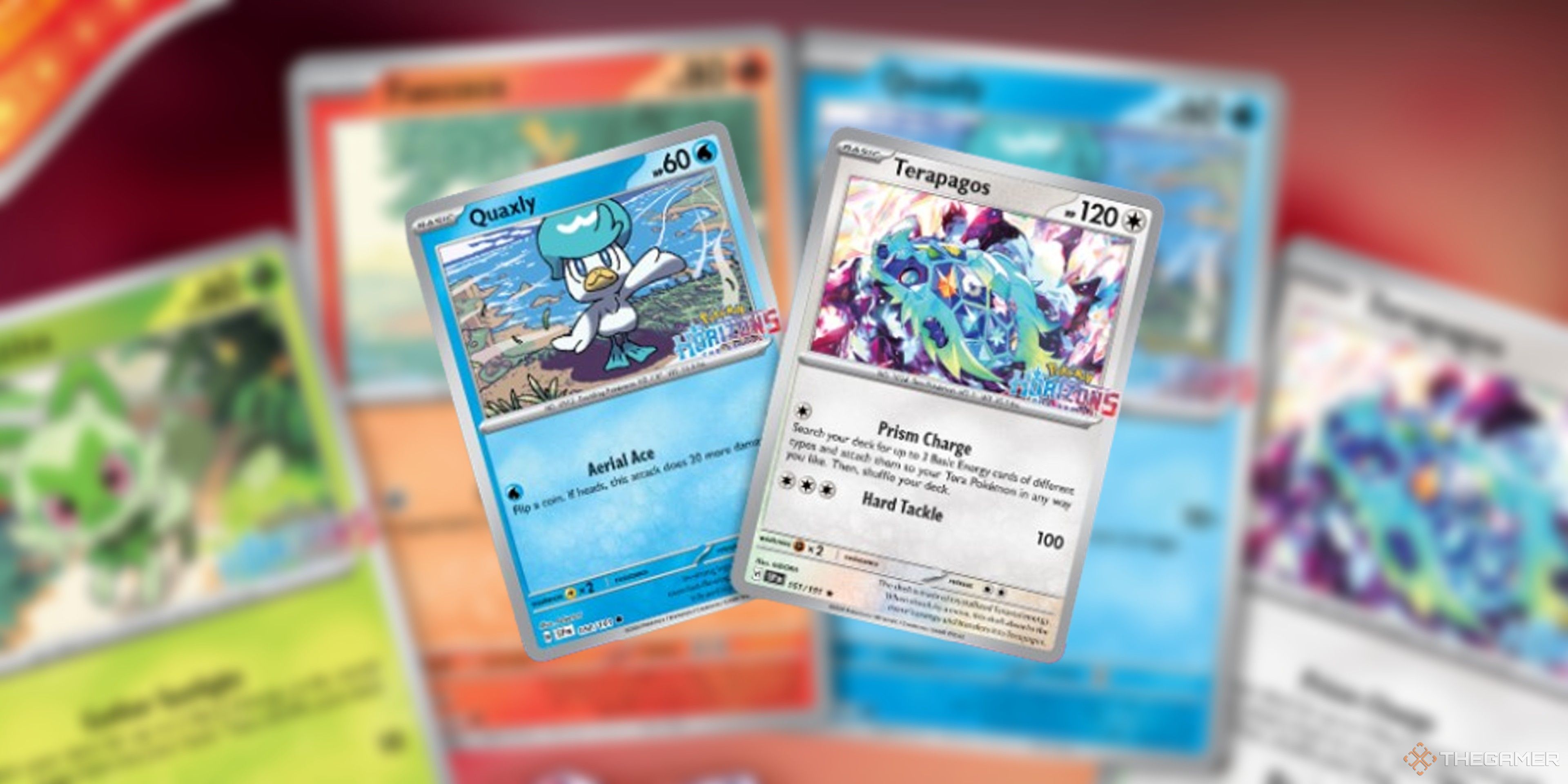 quaxly and terapagos pokemon horizons promo cards.