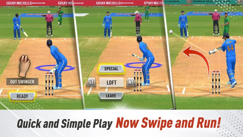 Real Cricket Swipe gameplay and features