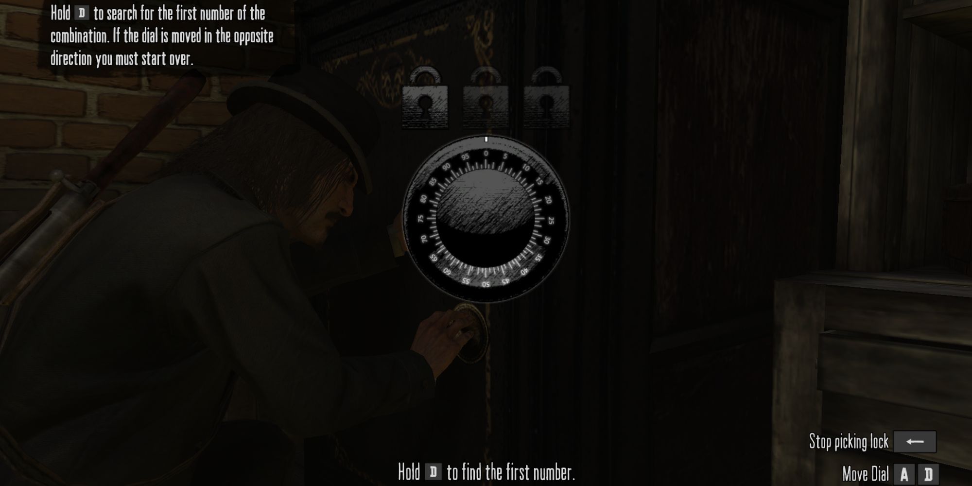 Image showing John Marston rotating the safe dial in Red Dead Redemption