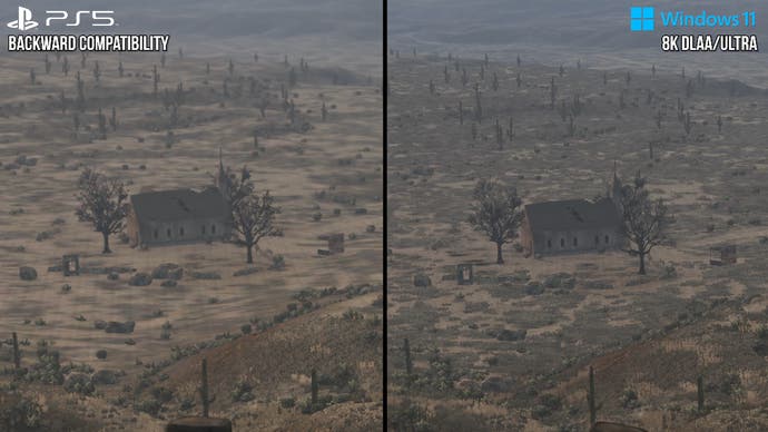 comparison between level of detail settings on red dead redemption on pc vs ps5 back compat