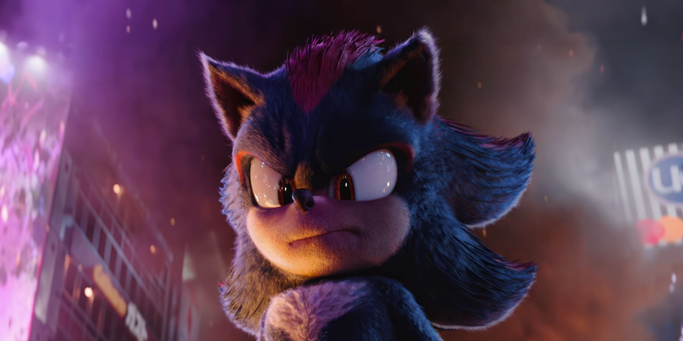 A close-up shot of Shadow the Hedgehog in Sonic the Hedgehog 3