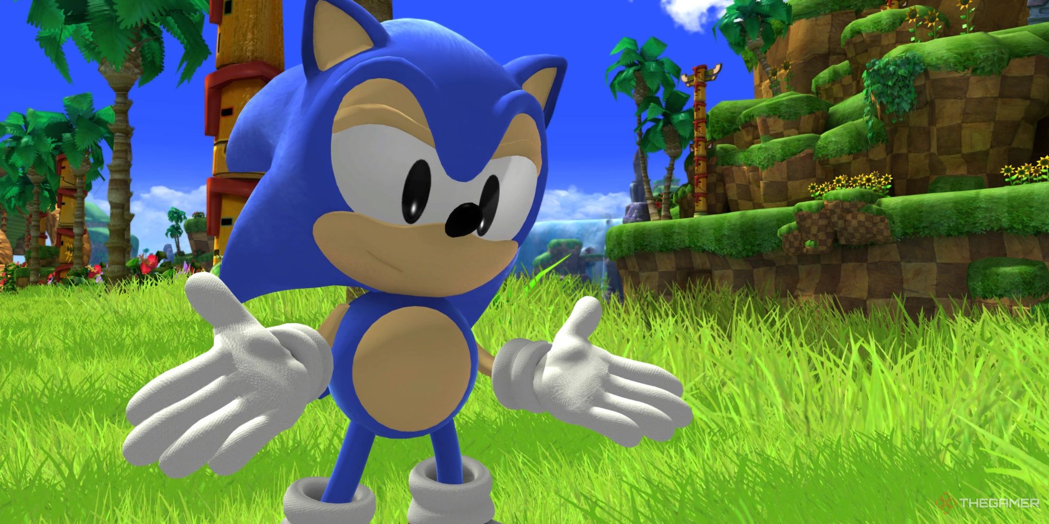 Classic Sonic with his hands open in Sonic X Shadow Generations.