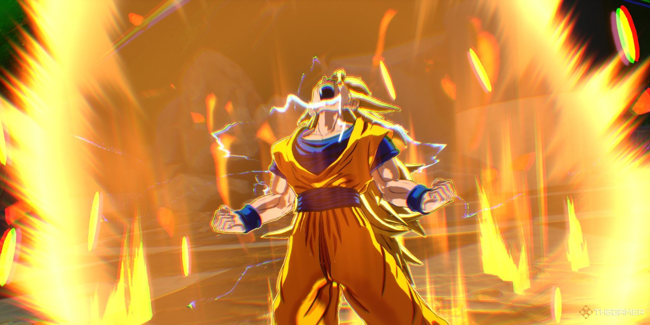 Goku going Super Saiyan 3 in Dragon Ball: Sparking Zero.