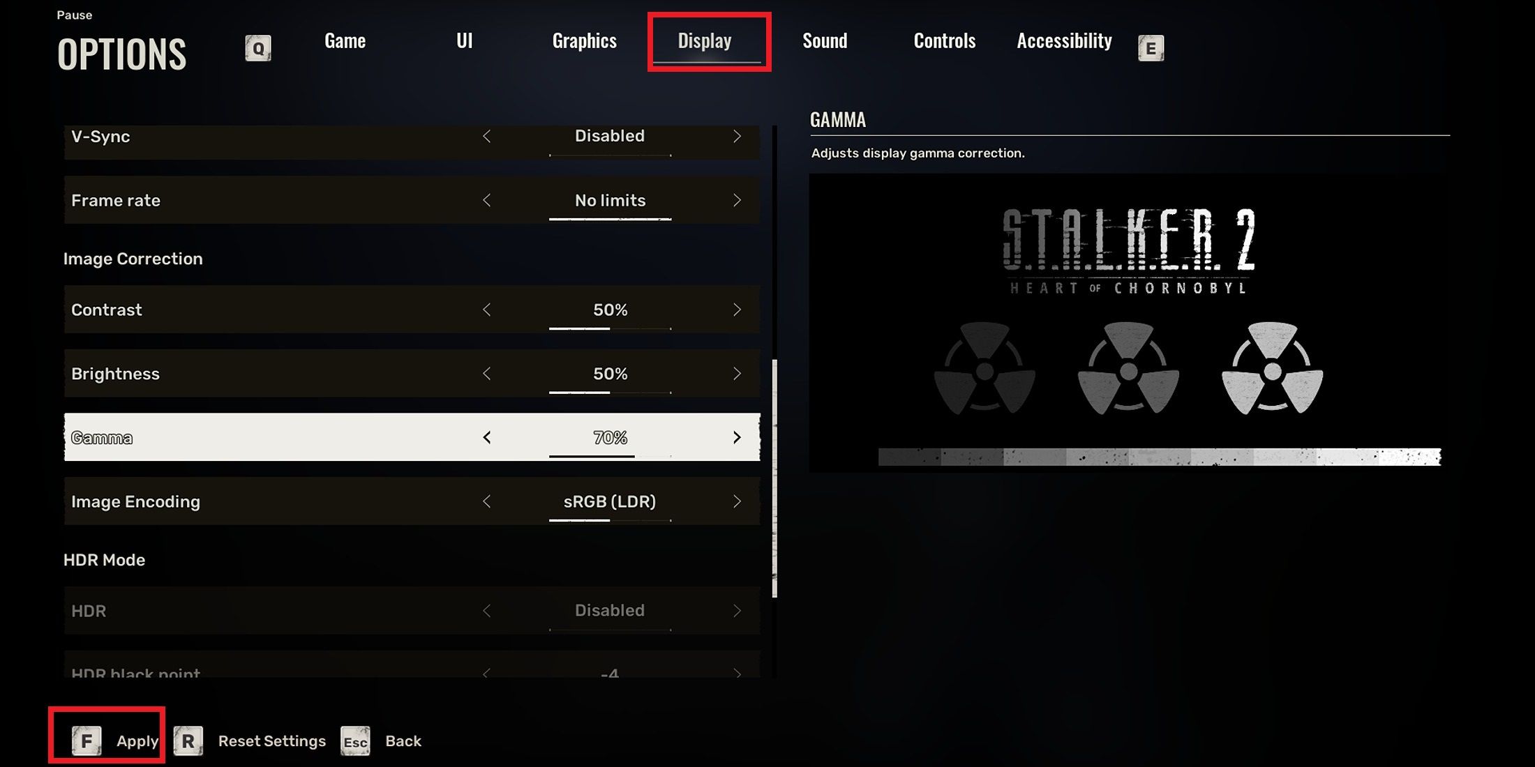 stalker 2 correct brightness setting