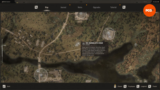 Stalker 2 stashes: a map showing the location of a hidden stash.