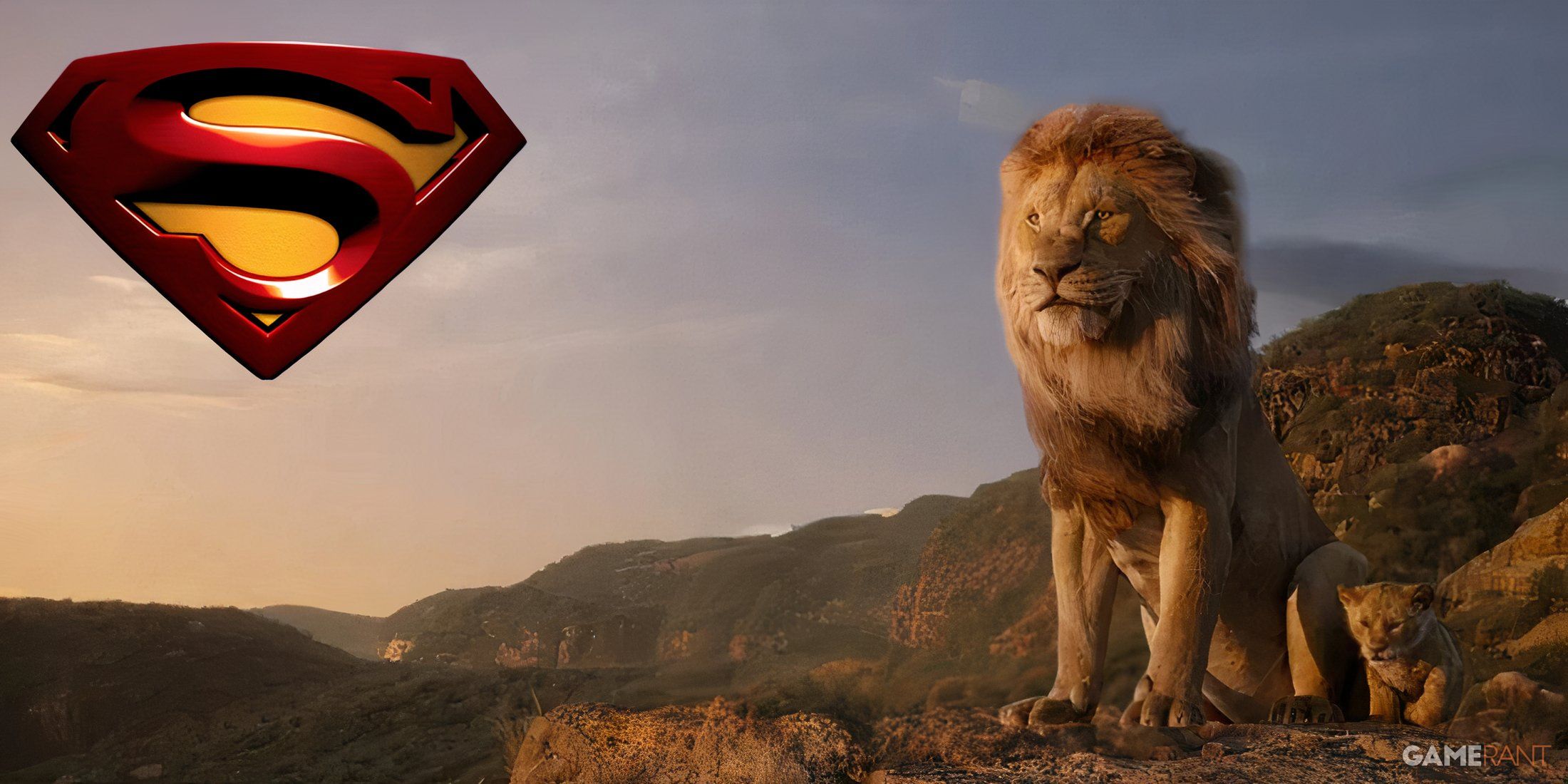 superman legacy symbol with lion king characters