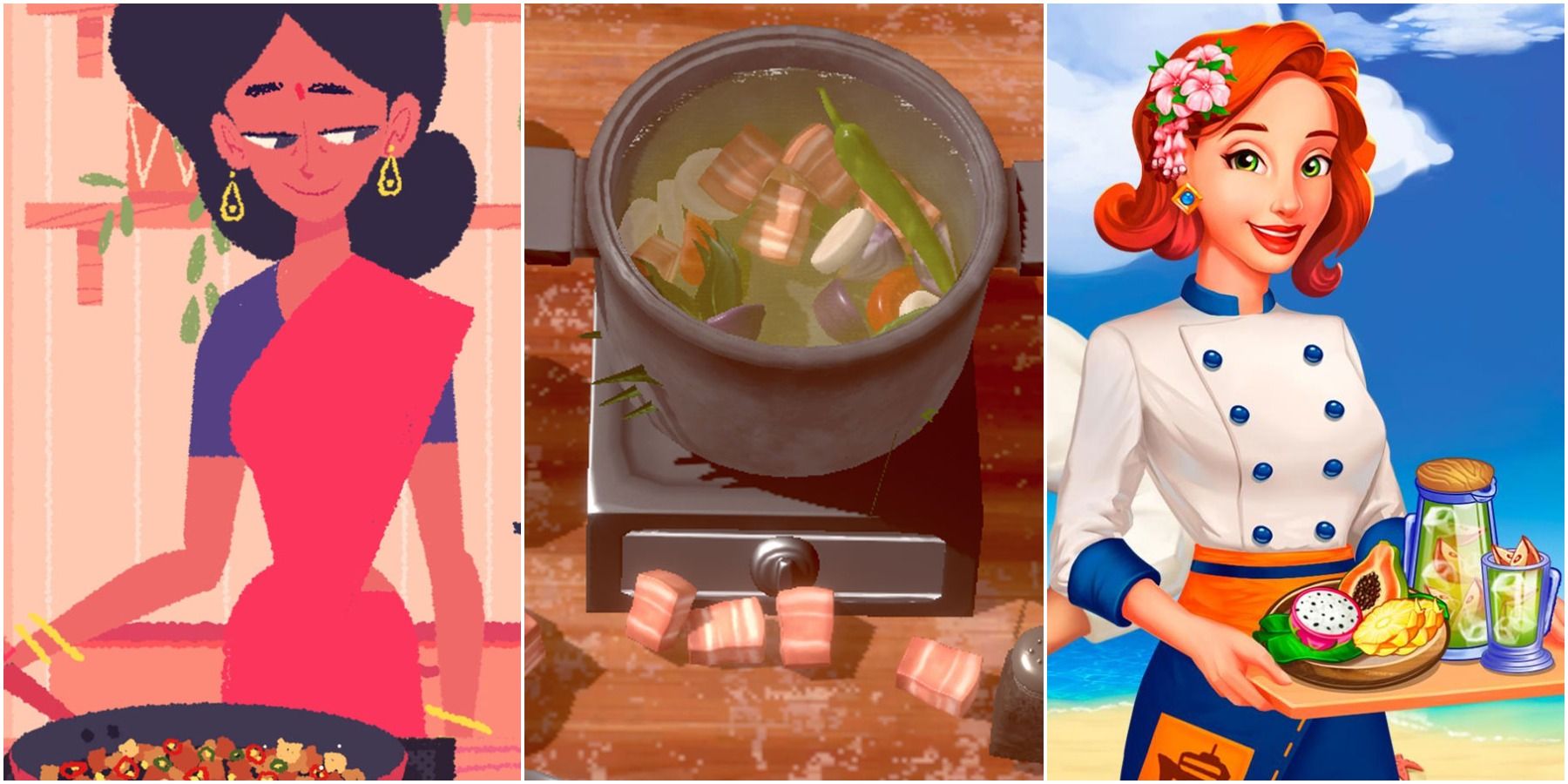 X new and upcoming cooking sims feature image venba soup pot and claires