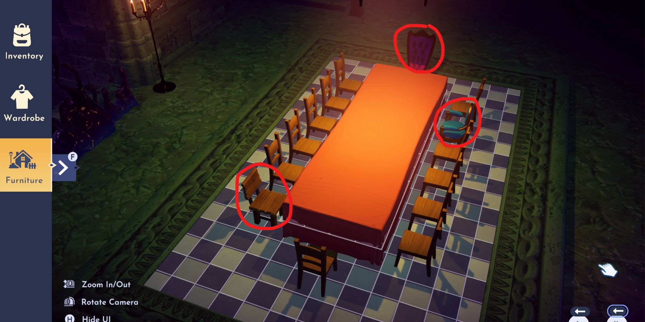 where to place chairs in second fairy tale trial in disney dreamlight valley