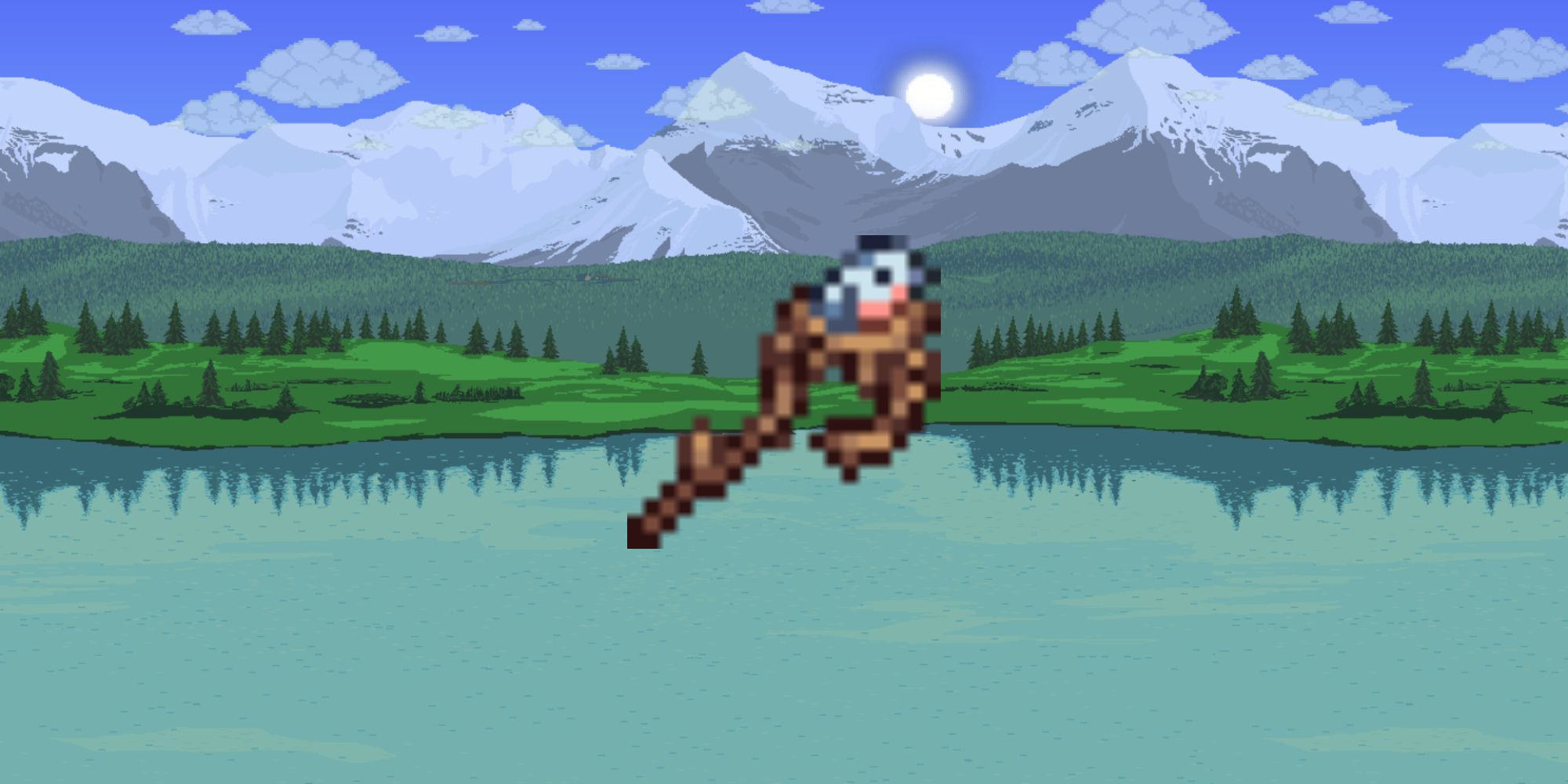 Terraria Finch Staff against a Terraria background