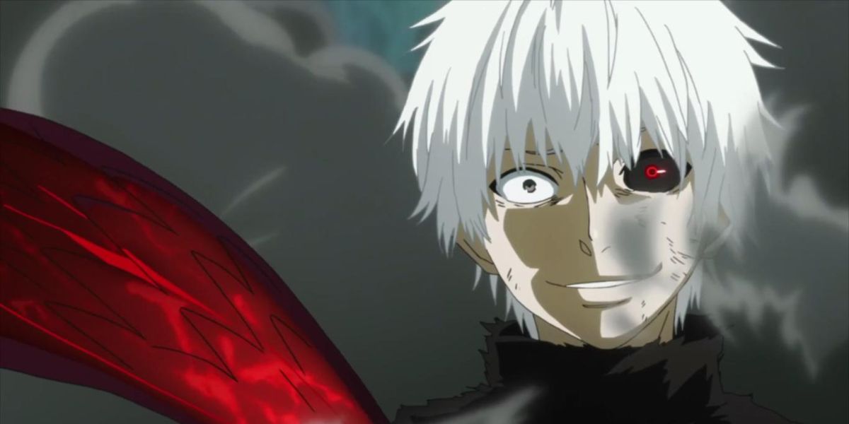 Ken Kaneki Staring at the camera menacingly In Tokyo Ghoul