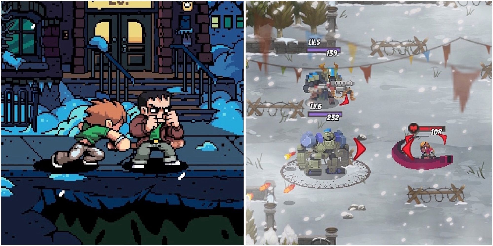 Fighting enemies in Scott Pilgrim vs. the World The Game and Full Metal Furies