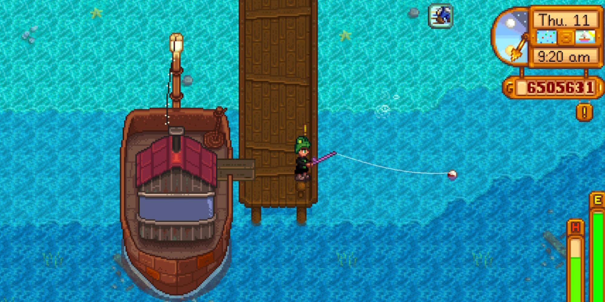  Fishing off Ginger Island in Stardew Valley.