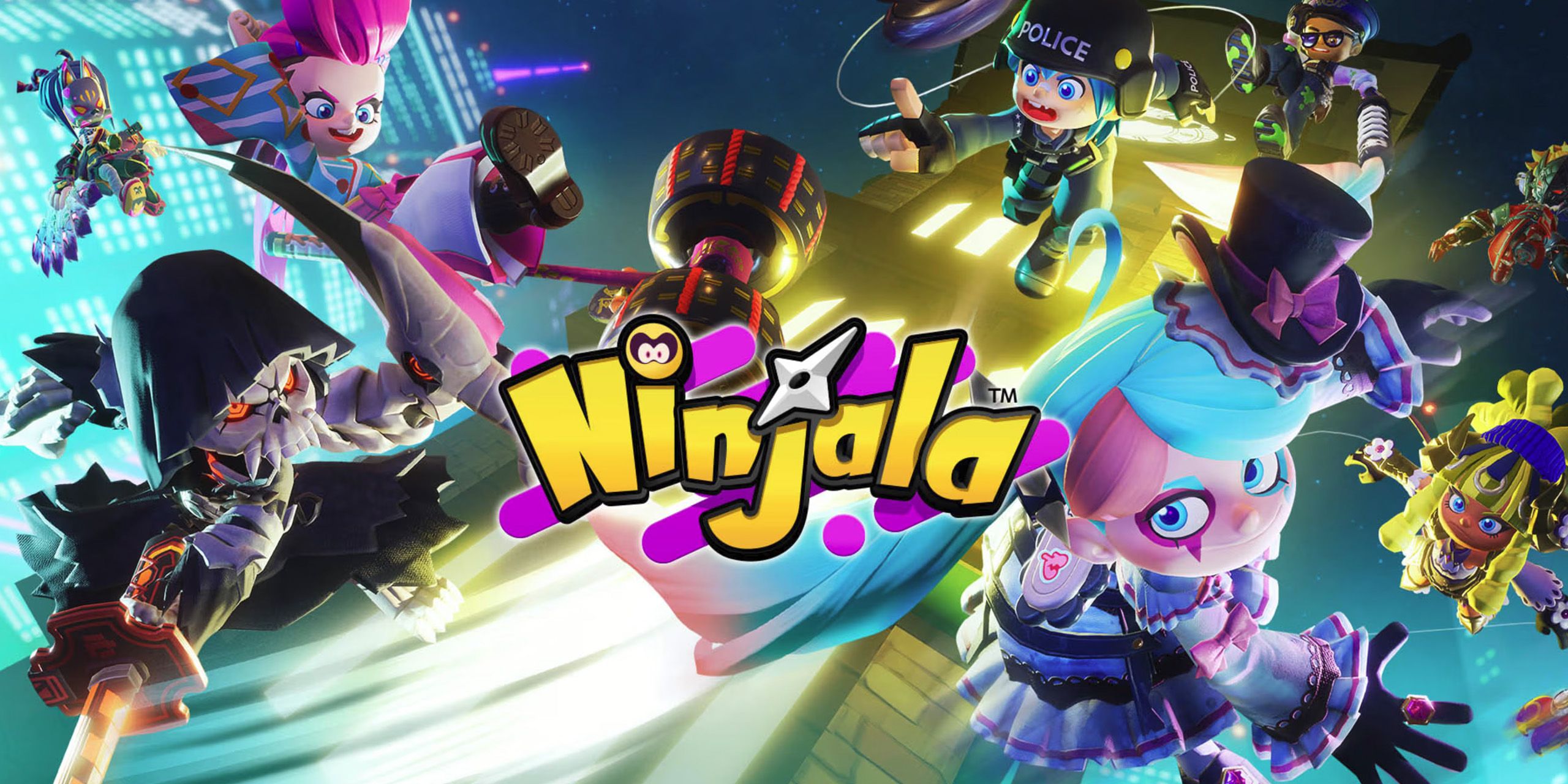 The main case Ninjala locked in an intense fight around the game's logo.