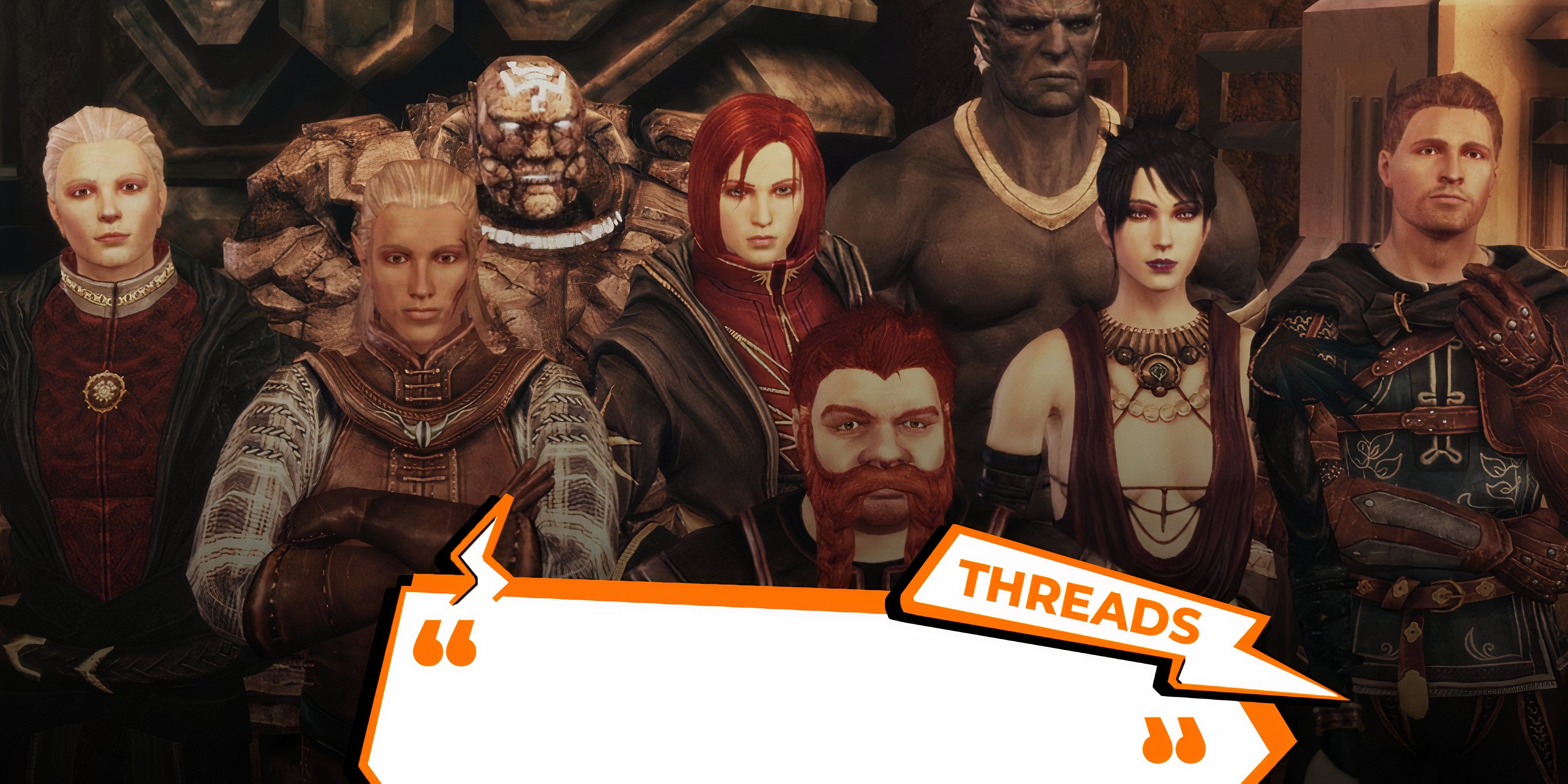 Dragon Age Companions with TG Threads logo