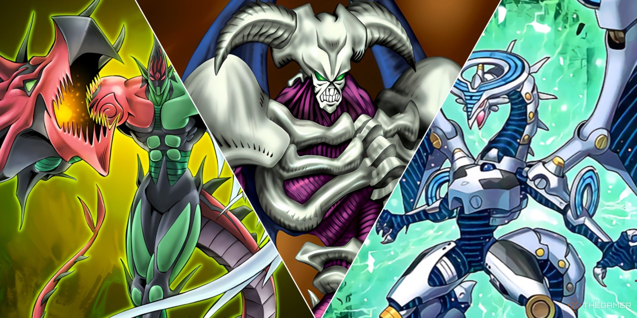 A collage of Yu-Gi-Oh! Monsters that can be summoned using Tributes, Fusion, or Links.