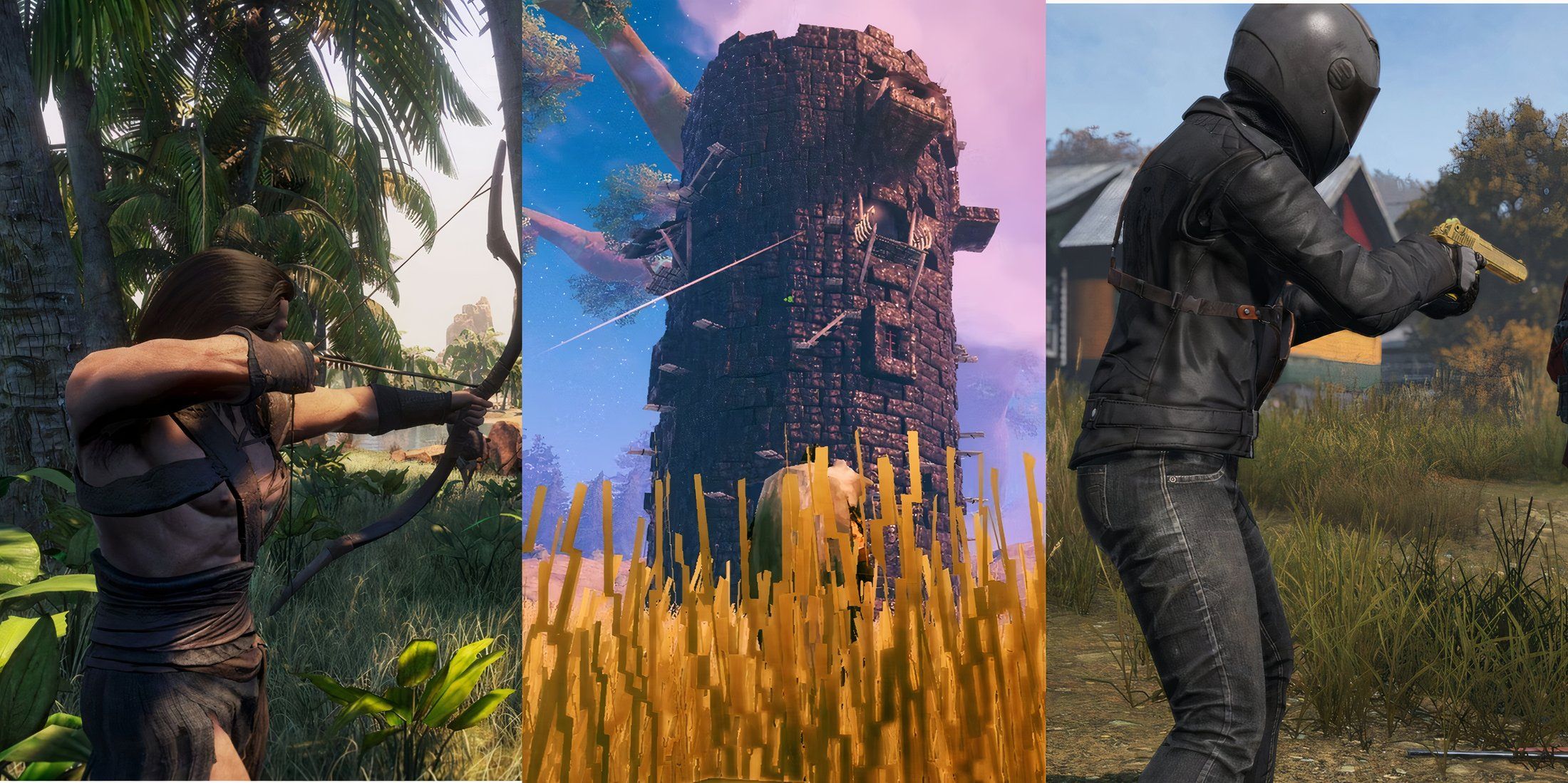 Conan Exiles, Valheim, DayZ collage