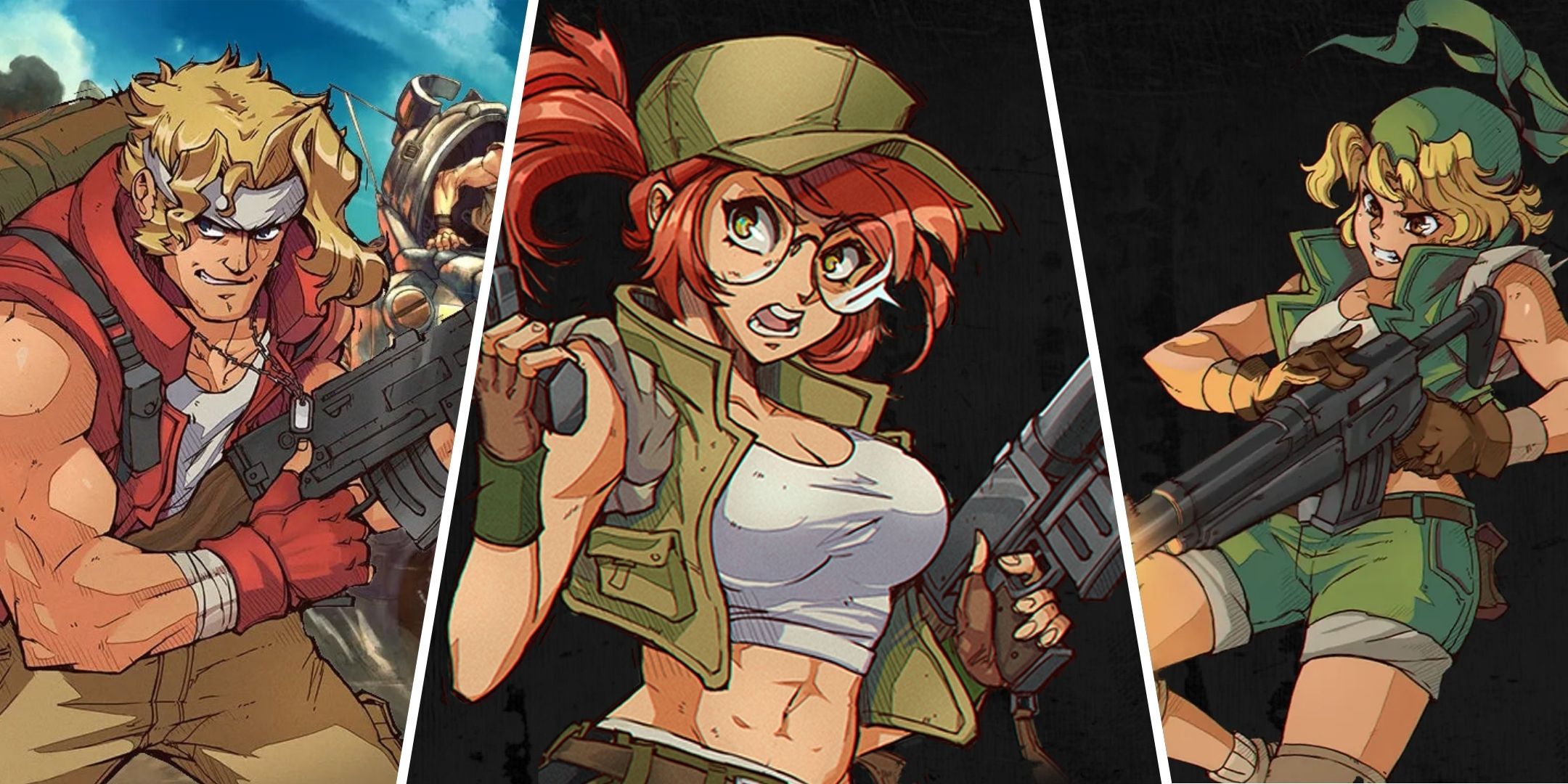 Marco, Fio, And Eri Illustrations In Metal Slug Tactics.