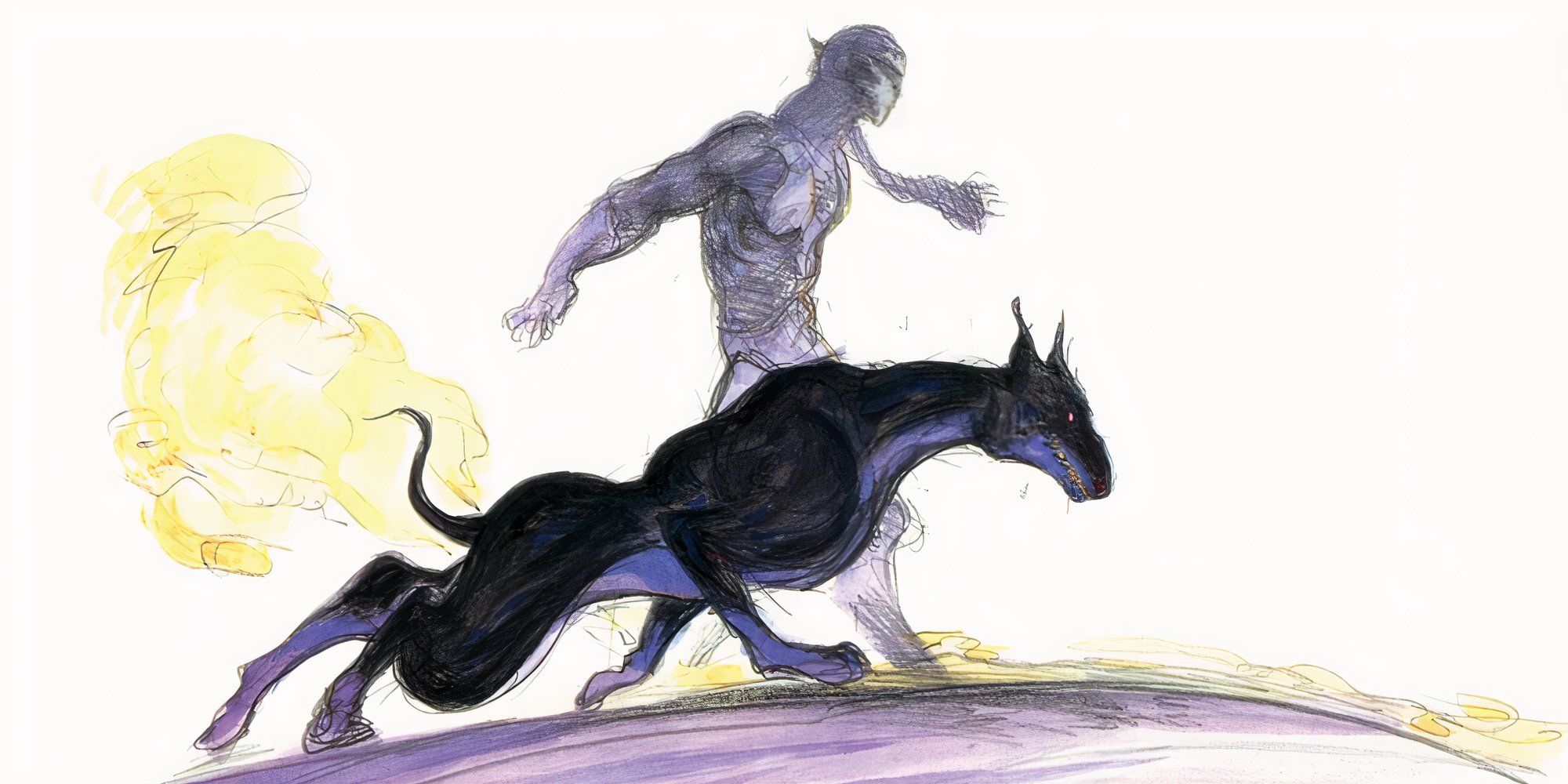 Artwork of Shadow and Interceptor from Final Fantasy 6