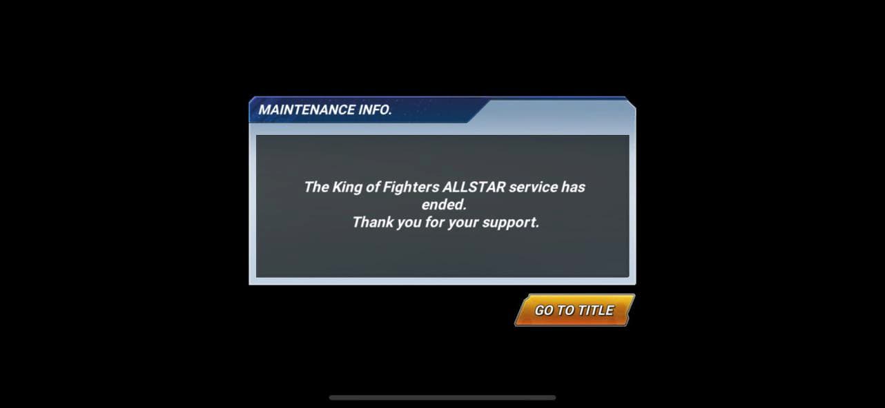 The King of Fighters ALLSTAR shut down announcement