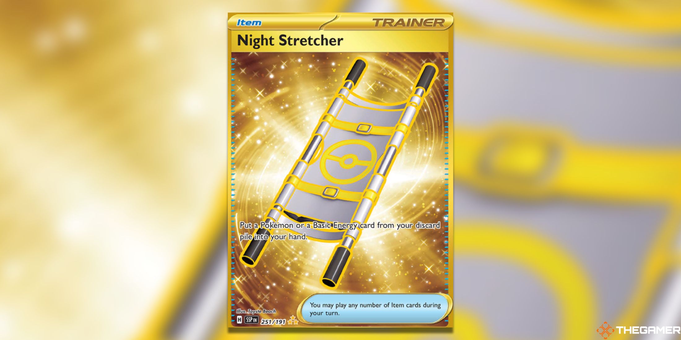 The Surging Sparks Night Stretcher HR in the Pokemon TCG.