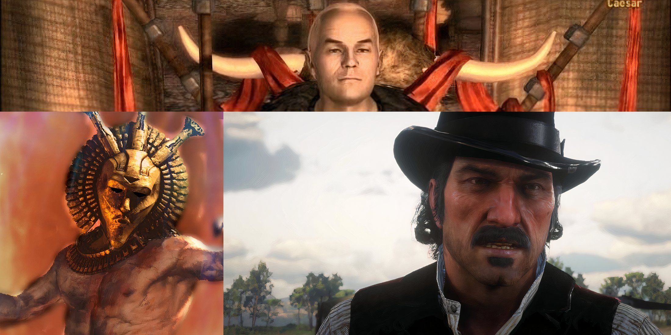 New Vegas, Morrrowind, Red Dead Redemption 2 collage