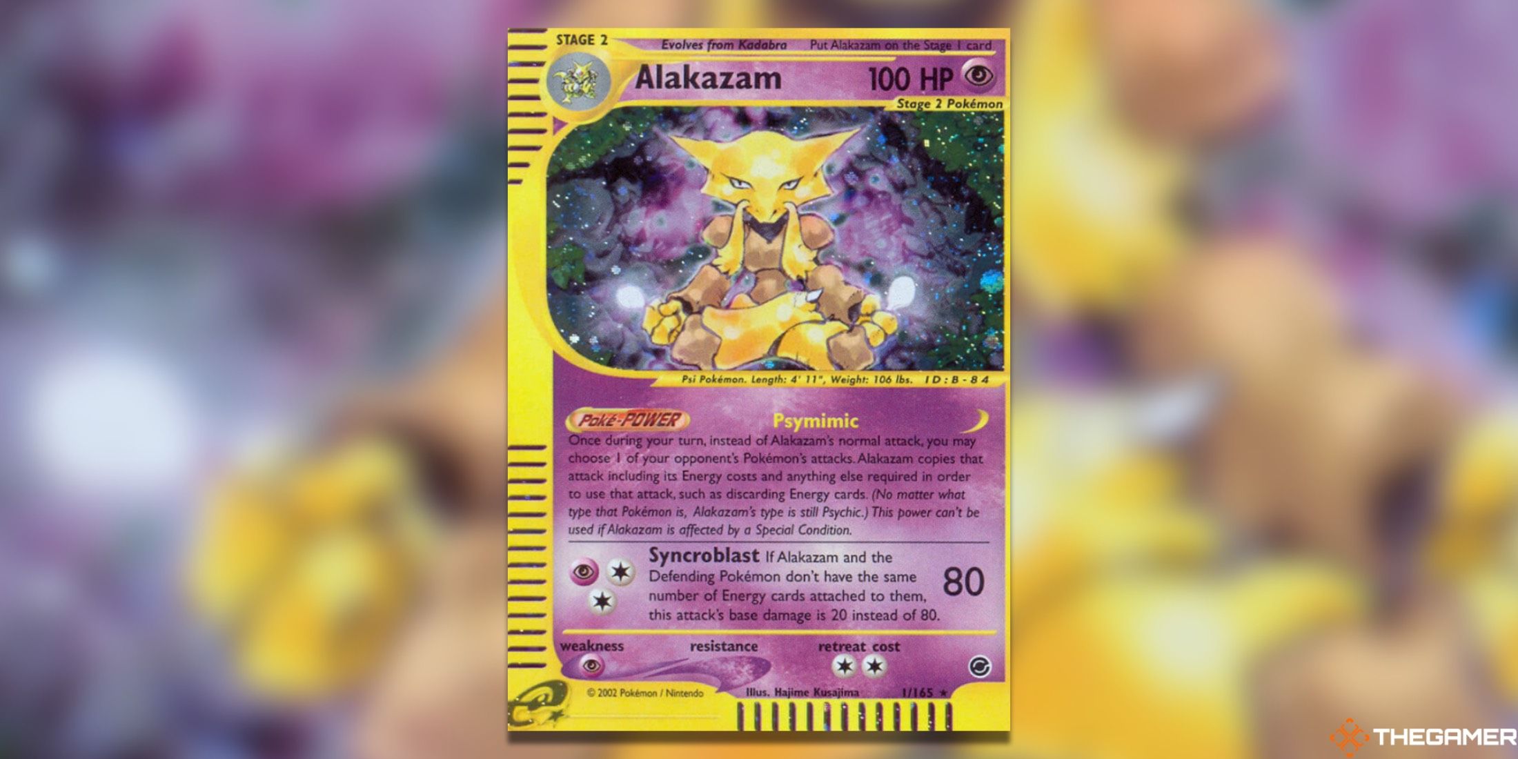 The Alakazam Holo Rare from Expedition in the Pokemon TCG.