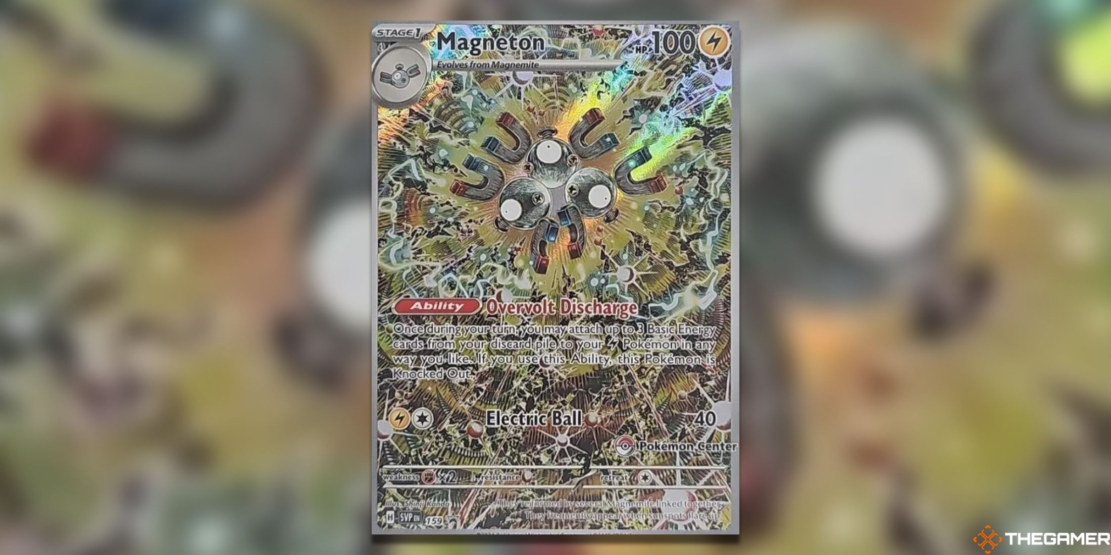 The Magneton Pokemon Center Exclusive in the Pokemon TCG.