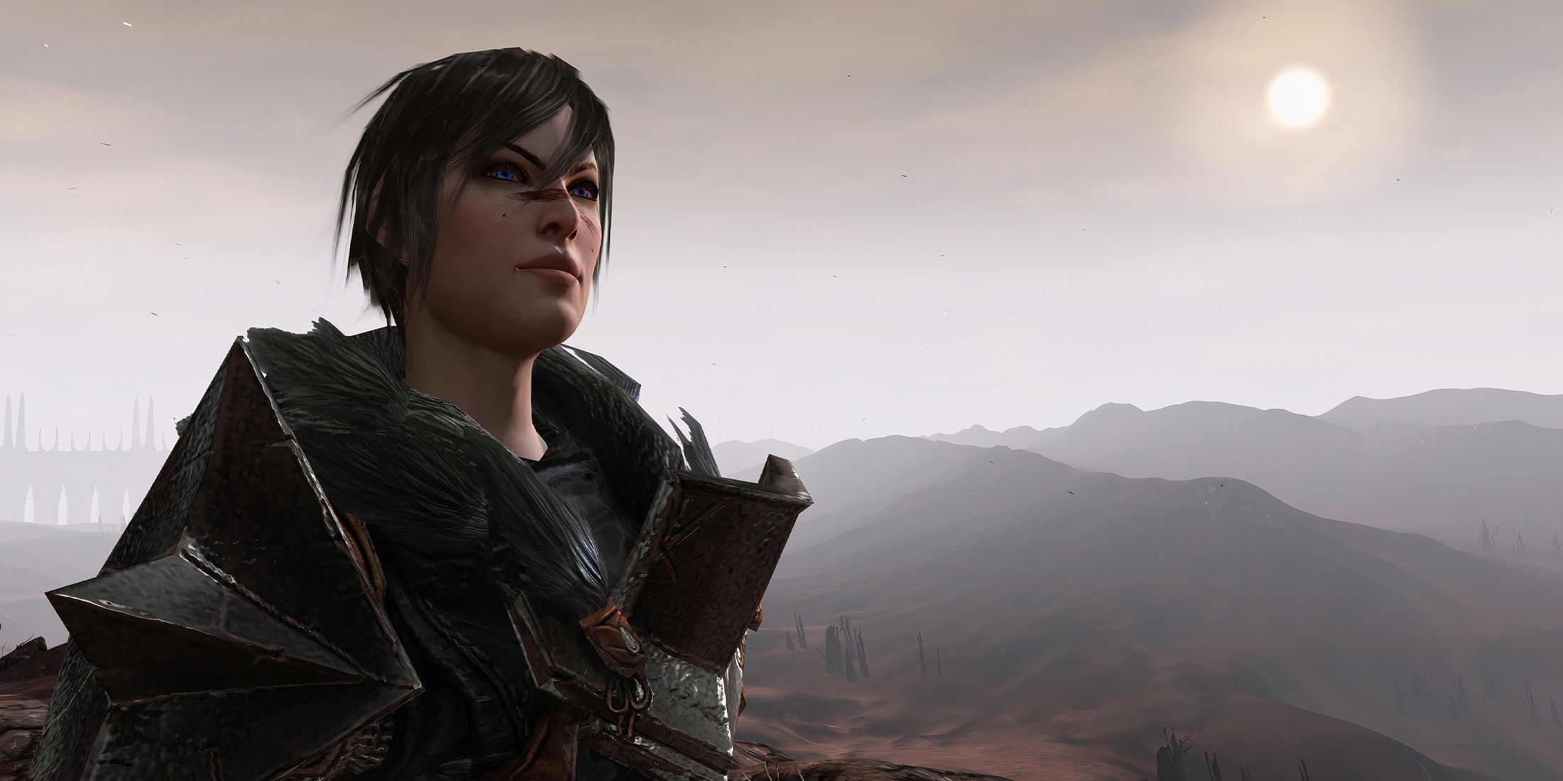 Hawke overlooking landscape in Dragon Age 2