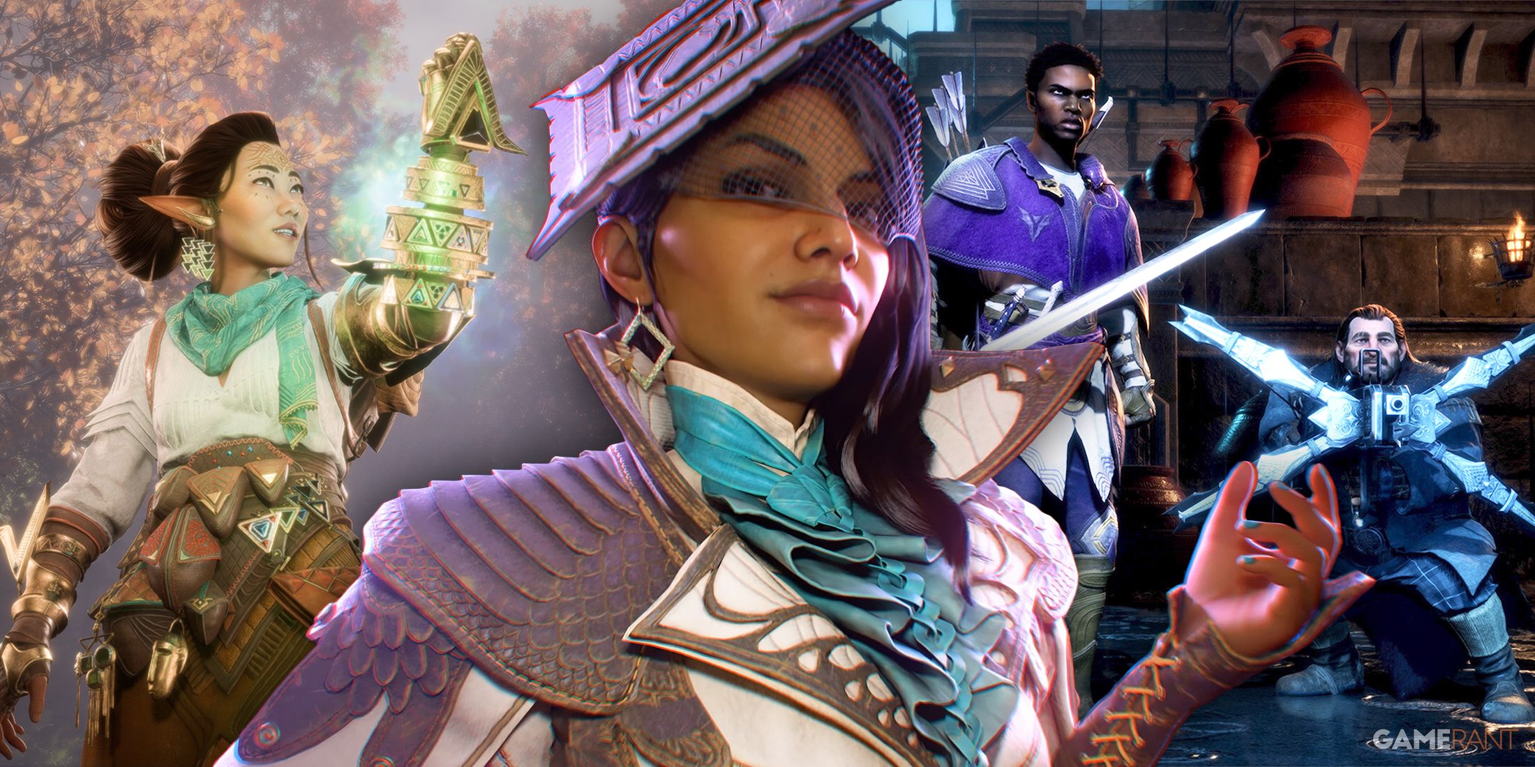 Bellara, Neve, and Varric with Rook from Dragon Age: The Veilguard