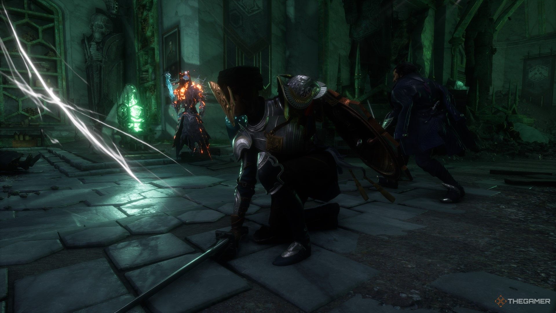 Rook and Lucanis facing a demon in Dragon Age The Veilguard.