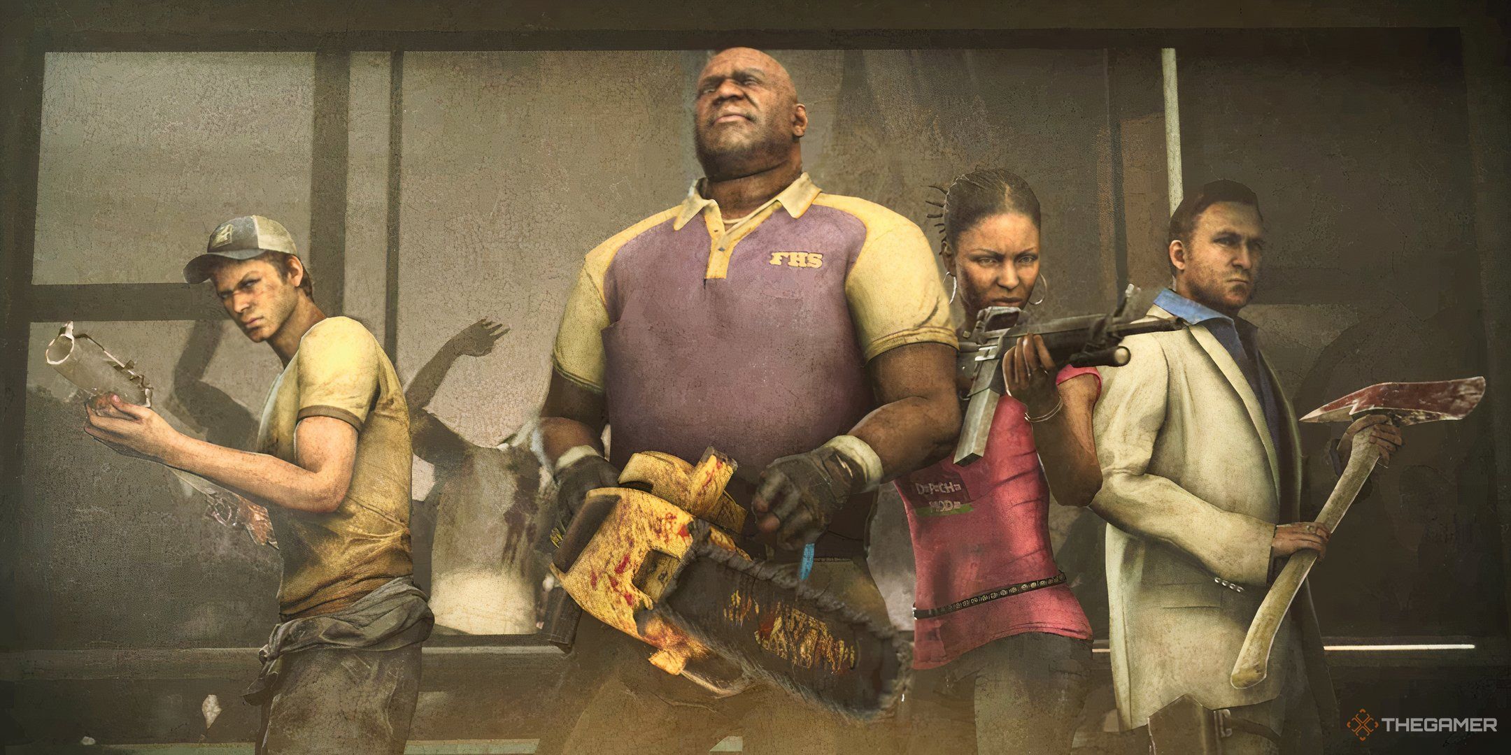 Ellis, Coach, Rochelle, and Nick from the intro to Left 4 Dead 2