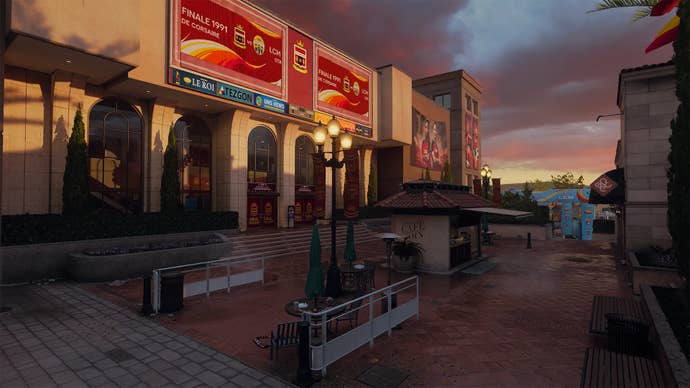 Red Card level in Black Ops 6: the entrance area, a stadium at sunset