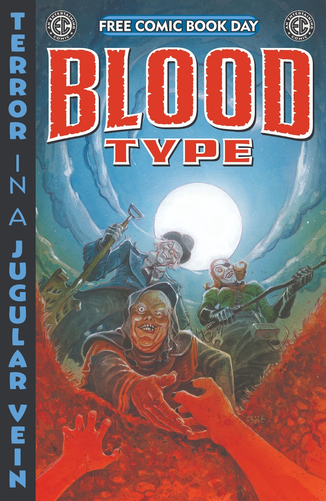 Gravediggers reach towards the reader on the cover of Blood Type #0.